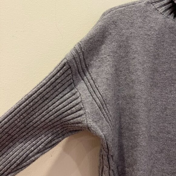 Womens Sweater Pants Set Medium Gray Turtleneck Cable Knit Ribbed Wide Leg Comfy - Picture 5 of 15